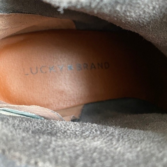 Lucky Brand Lahela Boots Soft Leather Booties 7.5 Slight Shimmer Charcoal Gray - Picture 4 of 9